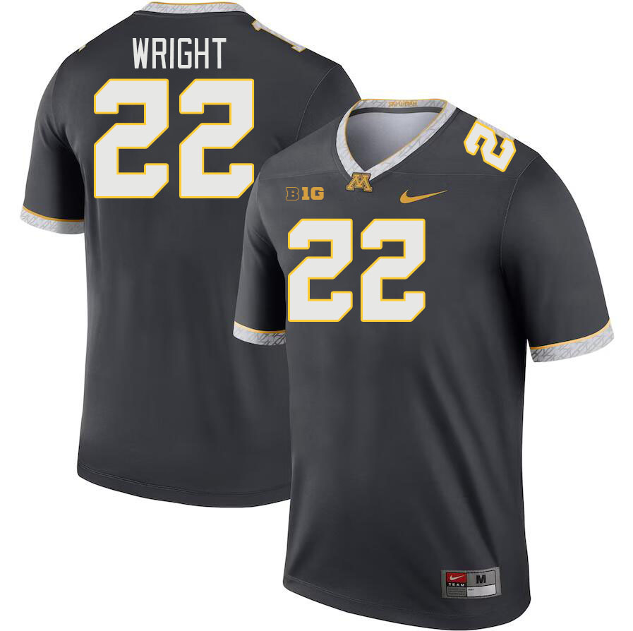 Men #22 Jaydon Wright Minnesota Golden Gophers College Football Jerseys Stitched-Charcoal